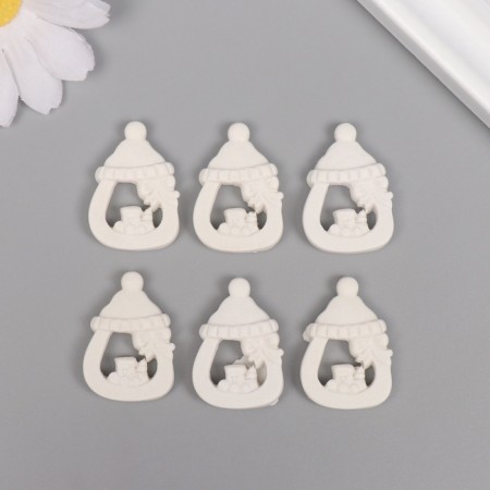 Decor for the creativity of the Polystone "A bottle with a steam locomotive" White set 6 pcs 2x3 cm-2
