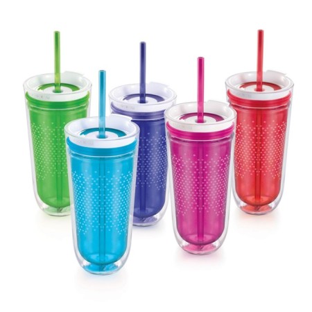 A glass with double walls Travel, red-2