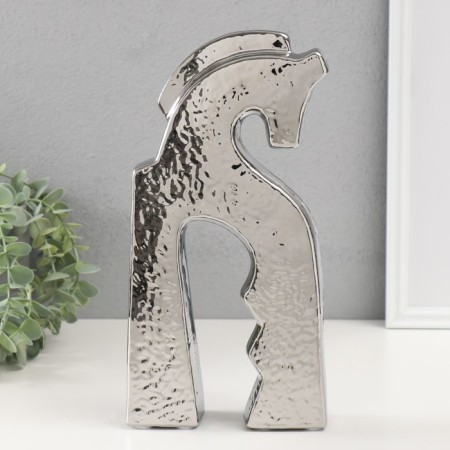 Souvenir ceramics "faithful horse" silver 4.8x14.5x29 cm