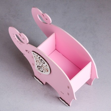 Kashpo wooden "Elephant" Small, 19x7x14 cm, oak, pink-2