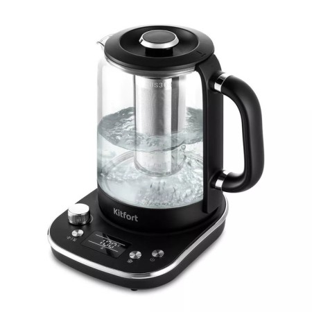 KT-6157 kettle, electric, glass, 1.6 l, 2200 watts, black
