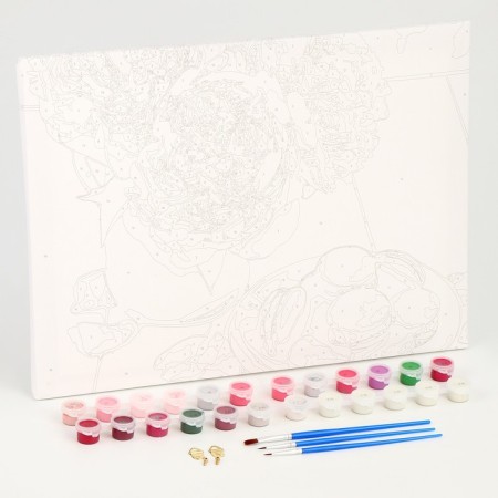 Picture on numbers on a canvas with a subframe of Macaruns and Flowers, 40 x 30 cm-2