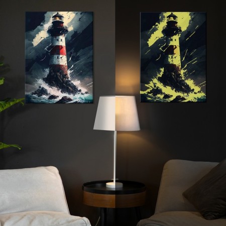 Picture on numbers with luminous paint, 40 × 50 cm "Sea Lighthouse" 22 colors-1