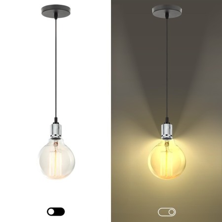 Lamp E27, wire 1 m, chromium color-2