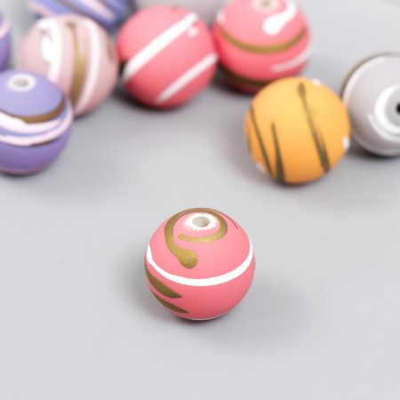 Acrylic beads "Striped Balls" set 10 pcs mix 1.6x1.6x1.6 cm-1