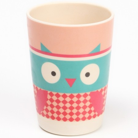 A set of children's utensils from the bamboo “Owl”, 5 objects: plate, bowl, glass, cutlery-1