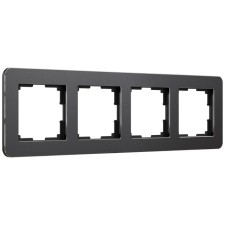 Рамка W0042608, 4 розетки Platinum, чёрный алюминий