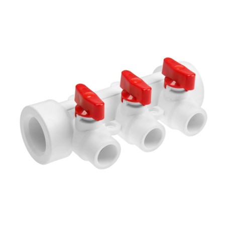 Collector Otmo P-F32*3, D = 32 mm, 3 exits, with taps, polypropylene