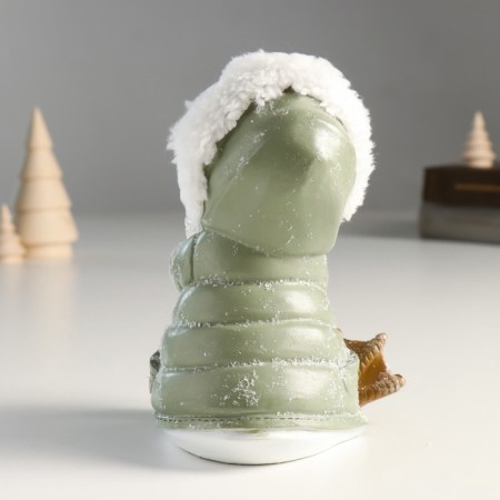 Souvenir Polystone Light "Goose in a fur coat with a hood with a snowball" 10x10x14 cm-4