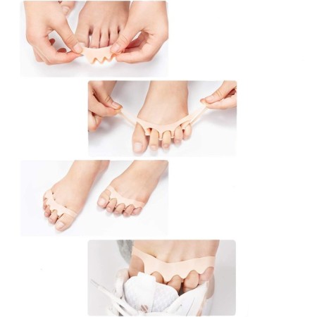 Correctors - fingers for fingers, 4 separators, silicone, 8 × 3 cm, pair, white color-3