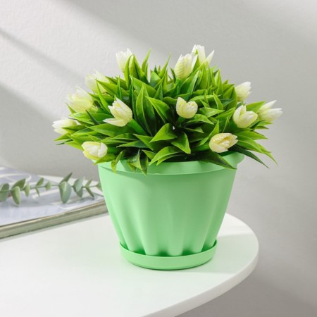 Pot for flowers with the Podon "Noble", 1 l, d = 14 cm, green color