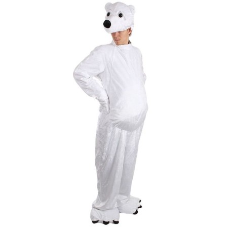 Carnival costume "White Bear", overalls, hat, rr 50-52, height 180 cm