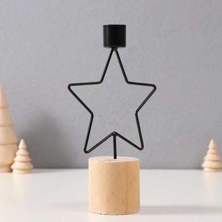 Summary metal, wood on 1 candle "Star" d = 2 cm 11x5.5x17.5 cm-1