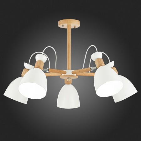 Ceiling EVOLUCE lamp. Sle103802-05. Balcamo. 5x60 watts, E27, 65x65x45 cm, color light wood, white-2