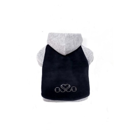 Sweatshirt with OSSO hood for dogs, velor, size 22 (DS 22 cm, OG 32-34 cm), graphite-1