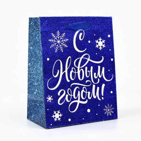 New Year's Gift Laminated Gift "Happy New Year", snowflakes, glitter, MS, 18 x 23 x 10 cm, New Year