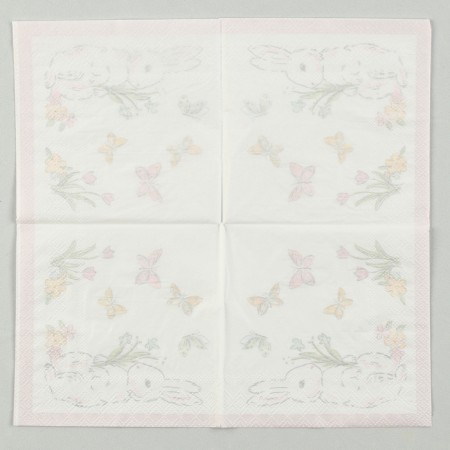 Paper Napkins "Rabbit with butterflies" 25x25 cm, set 20 pcs.-2