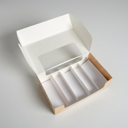 Box for eclairs, confectionery packaging, 5 inserts, “for inspiration”, 25.2 x 15 x 7 cm-2