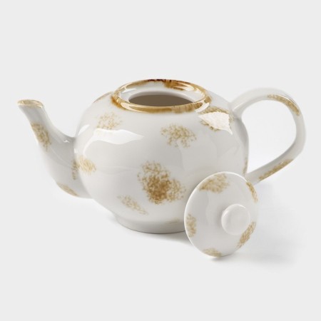 Teapot Porcelain Hot Dilan Organic Gold, 650 ml, white color-3