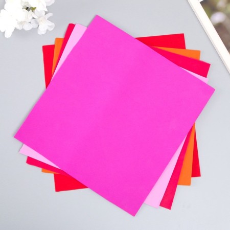 Foamiran 1 mm, 25x25 cm (set of 5 sheets) col. Assorted