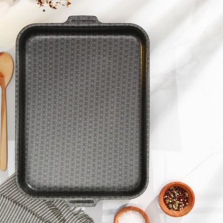 The baking sheet is "hostess", 27 × 35 cm, metal cover, anti -stick coating, burgundy color-1