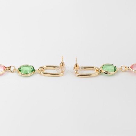 Earrings with the rhinestones "Bloom" oval with a circle, color in gold-2