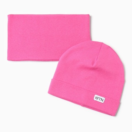 Children's cap KAFTAN with snood, rr 54-58, fuchsia-2