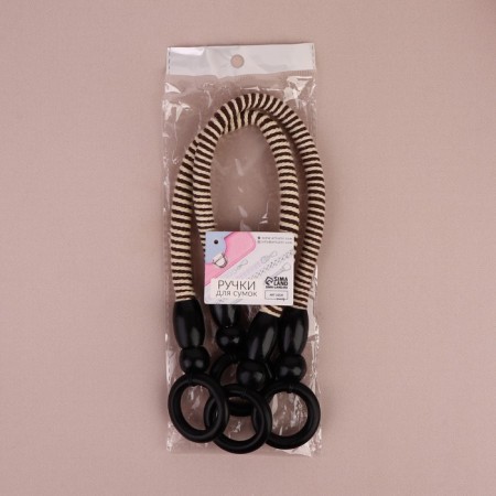 Handles for a bag, 2 pcs, waxed cord, 46 ± 1 × 4.5 cm, black color-7