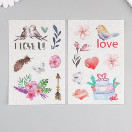 Stick Paper "Birds in love" set of 6 sheets 18.6x10 cm-2
