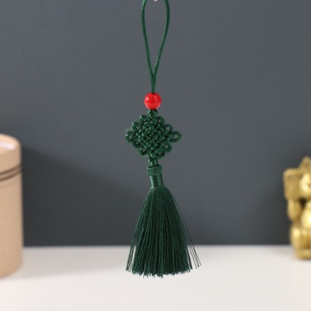 Suspension textiles, plastic "Knot of happiness and infinity" Dark green 8.5 cm