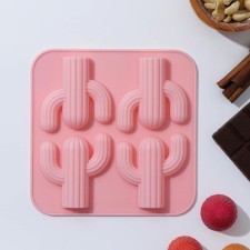 Cactus jewelry form, silicone, 14 × 14 × 1.4 cm, 4 cells, color mix