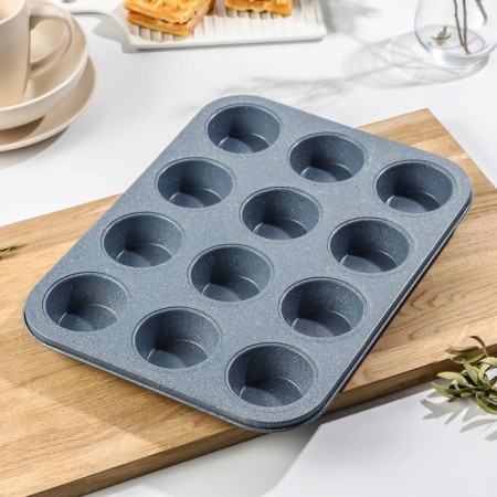 Baking uniform “Marble”, 35 × 27 cm, 12 cells, anti -stick coating, color gray color