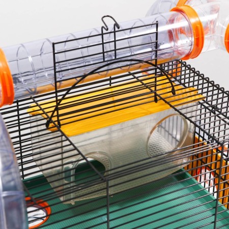 Mini cage for rodents, two -tier, with a shelf, house and a mix of labyrinths-4