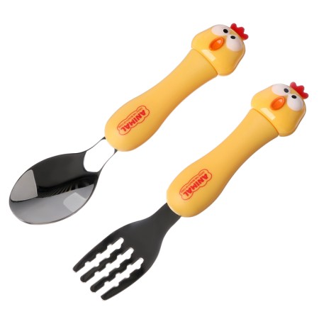 A set of children's cutlery in the case "Chicken", fork, spoon-6
