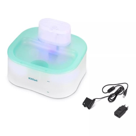 Animal fountain KitFort KT-6365, 5 W, 6 l, backlight, white and turquoise-6