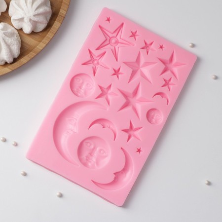 Mold "Star Night", silicone, 19.5 × 12.2 × 0.9 cm, pink color-1