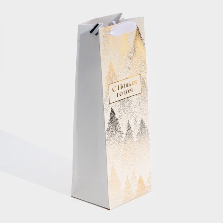 Package for the bottle "Golden", 13 x 36 x 10 cm, New Year-3