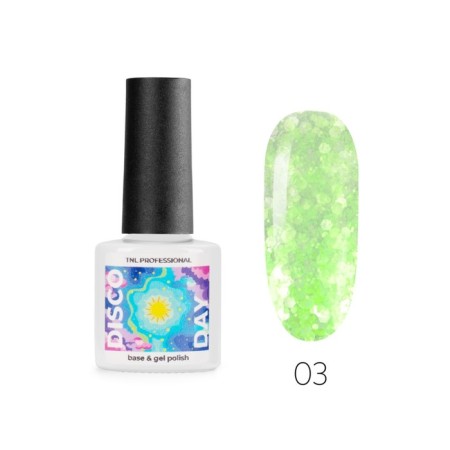 TNL Professional Disco Day gel polish, with colored mica, No. 3 apple calvados, 6 ml