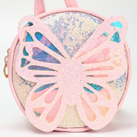 Baby backpack on a zipper, light pink color-4