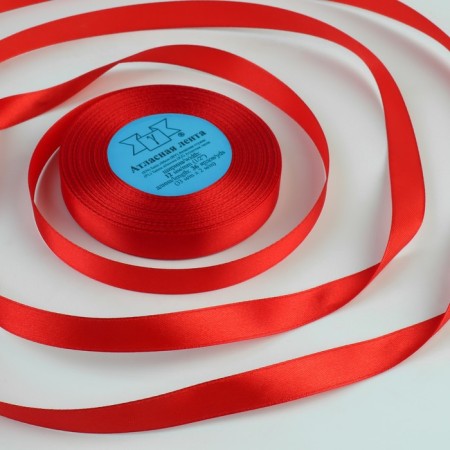 Satin ribbon, 12 mm × 33 ± 2 m, color red No. 026