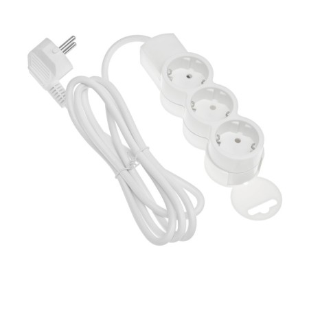 Duwi extension cord, 3 sockets, 1.5 m, 10 A, 2200 W, PVS 3x0.75 mm2, with salary, white