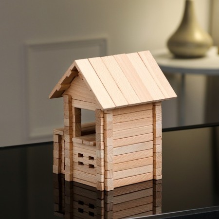 The designer is a wooden “House with a veranda”, 102 details, an array of beech-5