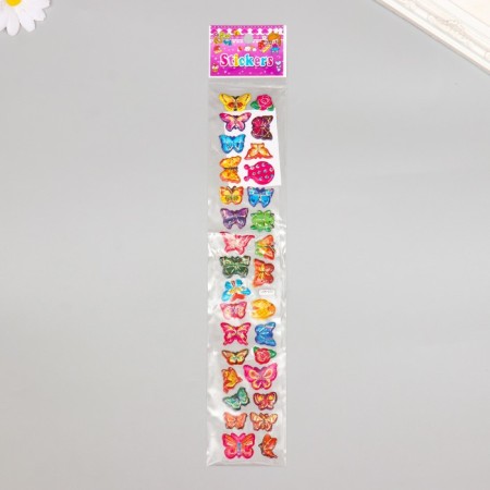 Stick plastic volumetric "butterflies" with gold stroke MIX 33.5x6 cm-3