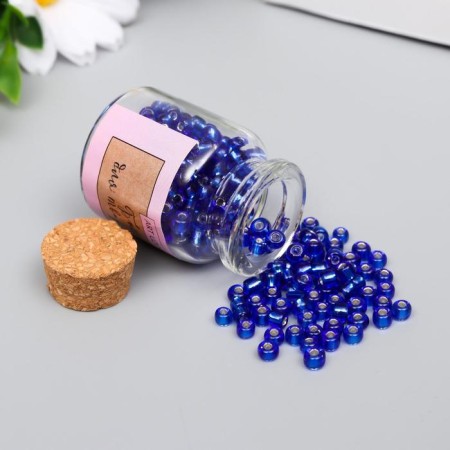 Round 6/0 beads in the bottle "Dark blue" transparent-color 20 g-1