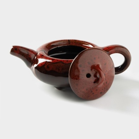 A set for the tea ceremony Ceramic "Lunar Lake", 7 objects: 6 PIAL 50 ml, kettle 150 ml, red color-6