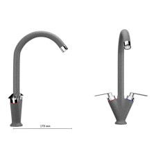 Kitchen mixer Ulgran U011-309, two-wound, dark gray color