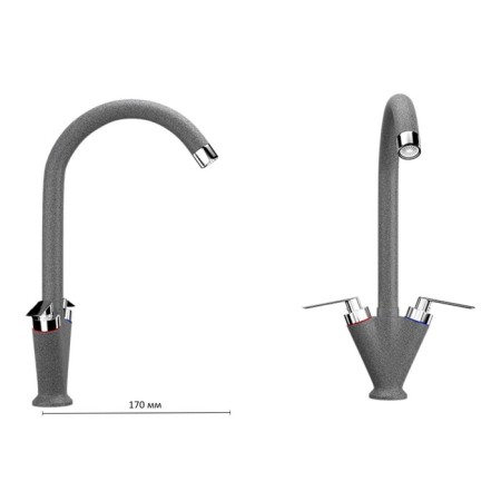 Kitchen mixer Ulgran U011-309, two-wound, dark gray color