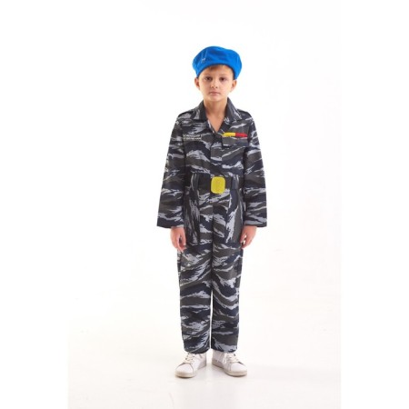 Carnival costume "landing", beret, overalls, belt, 5-7 years old, height 122-134 cm