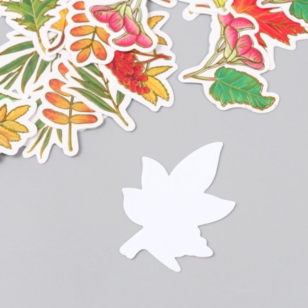 Stickers for creativity "leaves" embossing gold set 48 pcs 9x7x0.8 cm-3