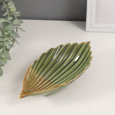Souvenir ceramics stand "Exotic sheet" green 21x10x4 cm-2